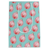 Red Seashell Ornament Pattern Medium Cadeauzakje (Achterkant)