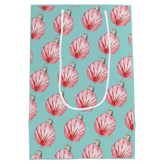 Red Seashell Ornament Pattern Medium Cadeauzakje (Achterkant)