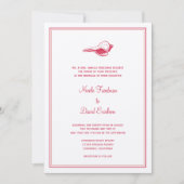 Red seashell simpele elegante trouwuitnodiging kaart (Voorkant)