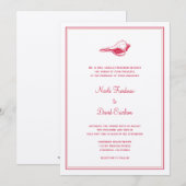 Red seashell simpele elegante trouwuitnodiging kaart (Voorkant / Achterkant)