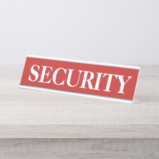 Red Security Desk Name Bord Bureau Naambordje (Voorkant)