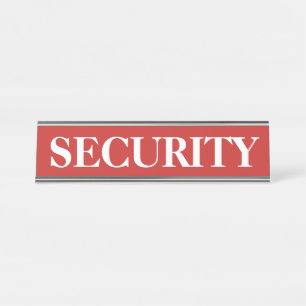 Red Security Desk Name Bord Bureau Naambordje
