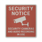 Red Security Notice Sign – Surveillance Cameras Sticker (Voorkant)