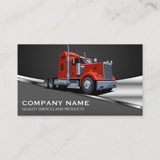 Red Semi Truck Logo | Metaal Visitekaartje (Voorkant)