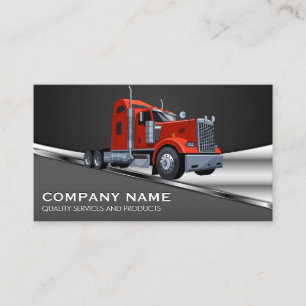 Red Semi Truck Logo Metaal Visitekaartje