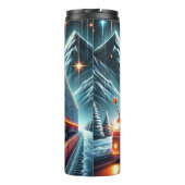 Red Semi Truck Mountain Night Thermosbeker (Achterkant)