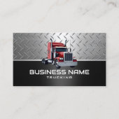 Red Semi Truck Professional Trucking Black Metal Visitekaartje (Voorkant)