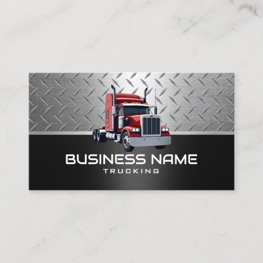 Red Semi Truck Professional Trucking Black Metal Visitekaartje (Voorkant)