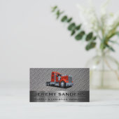 Red Semi Truck | Staal en metaal Visitekaartje (Staand voorkant)