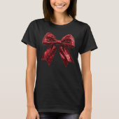 Red Sequine Christmas Bow T-shirt (Voorkant)