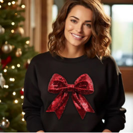 Red Sequine Christmas Bow T-shirt