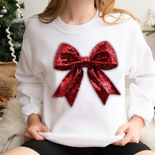 Red Sequine Christmas Bow T-shirt