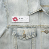 Red Sequins Glitter Lips Makeup Artist Naamplaatje (In situ)