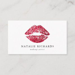 Red Sequins Glitter Lips Makeup Artist Visitekaartje