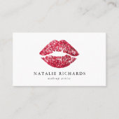 Red Sequins Glitter Lips Makeup Artist Visitekaartje (Voorkant)