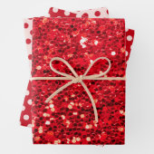 Red Sequins Pink Polka Dot Metallic Valentijnse Inpakpapier Vel (In situ)
