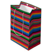 Red Serape Saltillo traditional mexican blanket Le Medium Cadeauzakje (Voorkant Gekanteld)