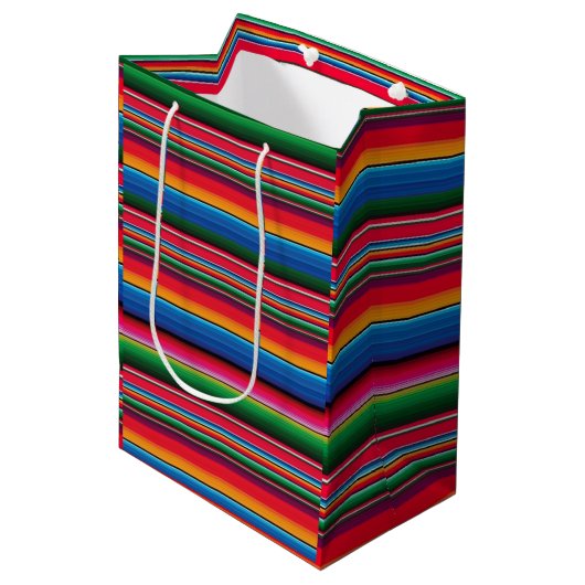 Red Serape Saltillo traditional mexican blanket Le Medium Cadeauzakje (Voorkant Gekanteld)