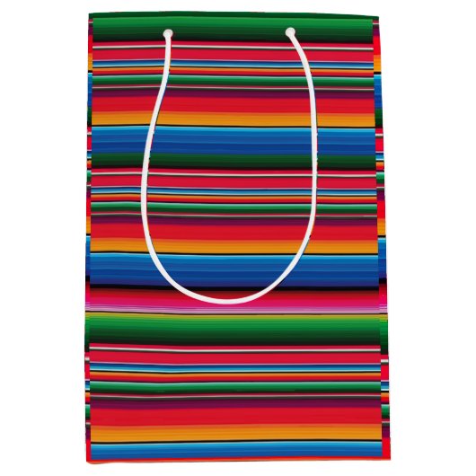 Red Serape Saltillo traditional mexican blanket Le Medium Cadeauzakje (Voorkant)