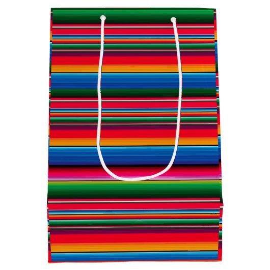 Red Serape Saltillo traditional mexican blanket Le Medium Cadeauzakje (Achterkant)