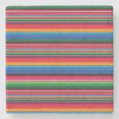 Red serape saltillo traditional mexican blanket th stenen onderzetter (Voorkant)