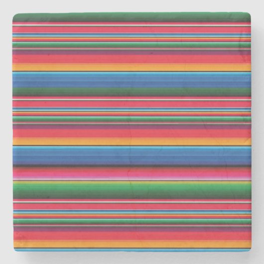 Red serape saltillo traditional mexican blanket th stenen onderzetter (Voorkant)