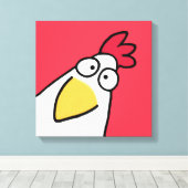 Red SERIOUS CHICKEN door Sandra Boynton Canvas Afdruk (Insitu (Houten vloer))