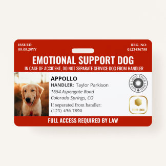 Red Service Dog 2 Logo & foto ID Badge