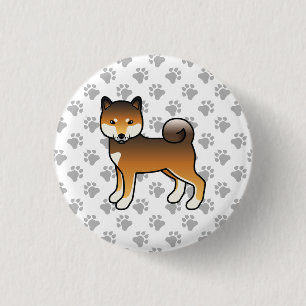 Red Sesame Shiba Inu Cute Cartoon Dog & Paws Ronde Button 3,2 Cm