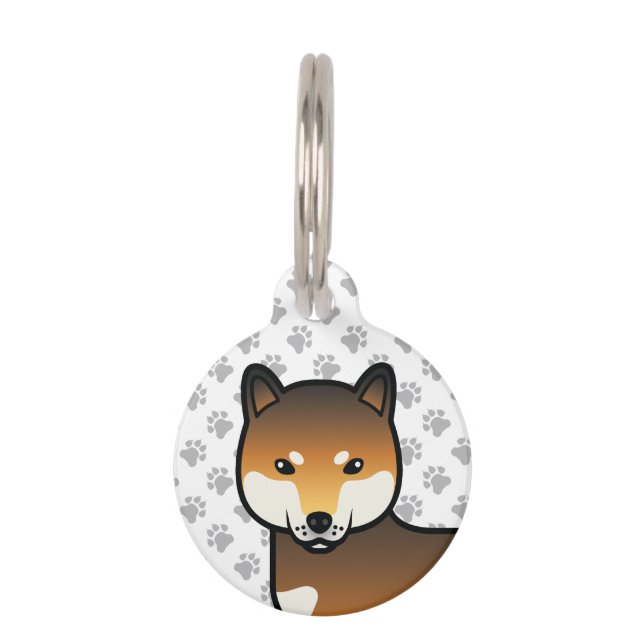 Red Sesame Shiba Inu Cute Cartoon Dog & Pet's Info Huisdierpenning (Voorkant)