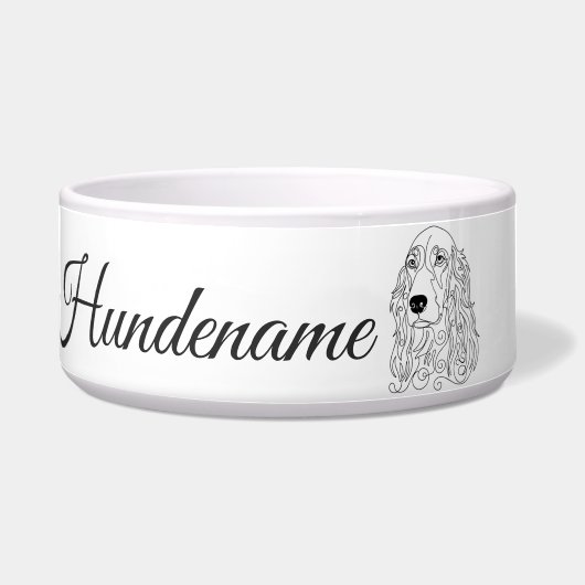 Red Setter Minimalist Line Art personalized bowl Voerbakje (Voorkant)