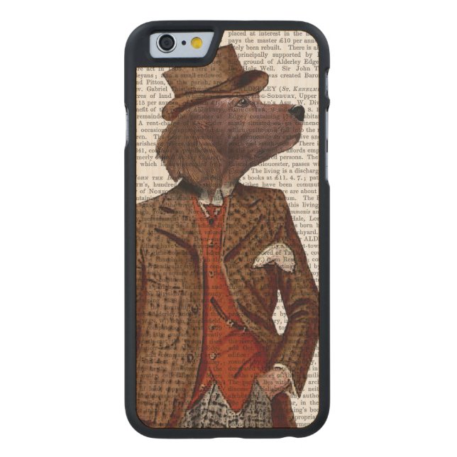 Red Setter Rider Portrait Carved Wood iPhone Hoesje (Achterkant)