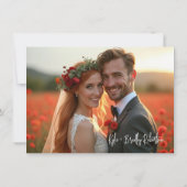 Red Shades Romantic Floral Wedding Back Photo Bedankkaart (Achterkant)