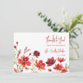 Red Shades Romantic Floral Wedding Bedankkaart (Staand voorkant)