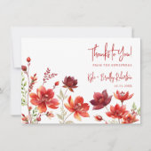 Red Shades Romantic Floral Wedding Bedankkaart (Voorkant)