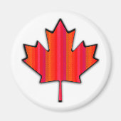 Red Shades Striped Canada Maple Leaf Texture Kijk  Magneet (Voorkant)