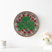 Red Shamrock & Celtic Knots Roman Numerals Clock Grote Klok (Huis)