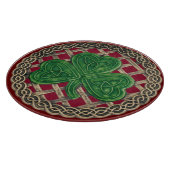 Red Shamrock on Celtic Knoins Cutting Board Snijplank (Hoek)