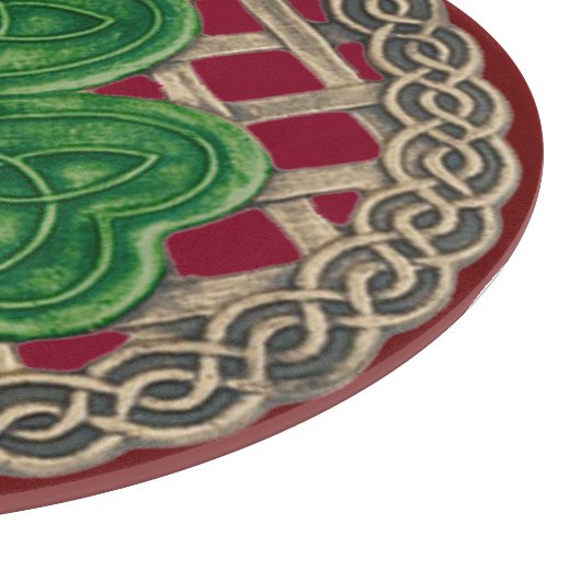 Red Shamrock on Celtic Knoins Cutting Board Snijplank (Hoek)