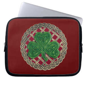Red Shamrock on Celtic Knoop Laptop Sleeve