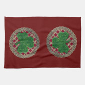 Red Shamrock on Celtic Knots Kitchen Towel Theedoek (Horizontaal)
