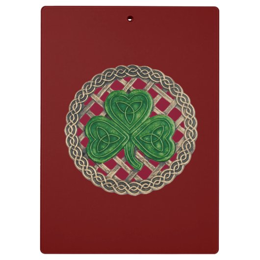 Red Shamrock on Celtic Knots klembord (Achterkant)