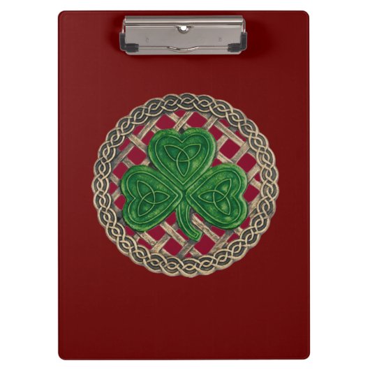 Red Shamrock on Celtic Knots klembord (Voorkant)