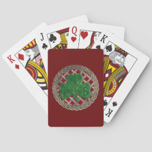 Red Shamrock On Celtic Knots Playing Cards Speelkaarten