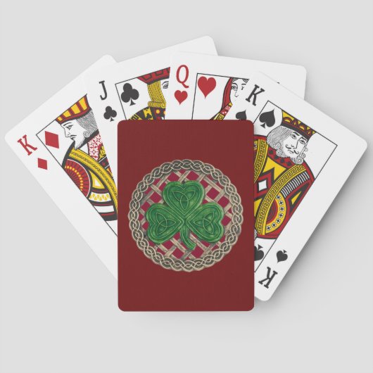 Red Shamrock On Celtic Knots Playing Cards Speelkaarten (Achterkant)