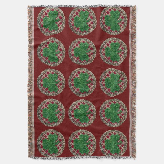 Red Shamrock on Celtic Knowand Throw Blanket Deken (Voorkant Verticaal)