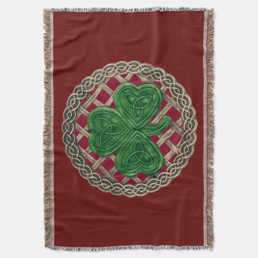 Red Shamrock on Celtic Knowand Throw Blanket Deken (Voorkant Verticaal)