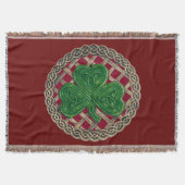 Red Shamrock on Celtic Knowand Throw Blanket Deken (Voorkant)