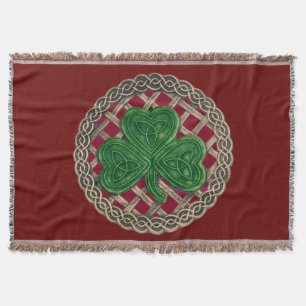 Red Shamrock on Celtic Knowand Throw Blanket Deken
