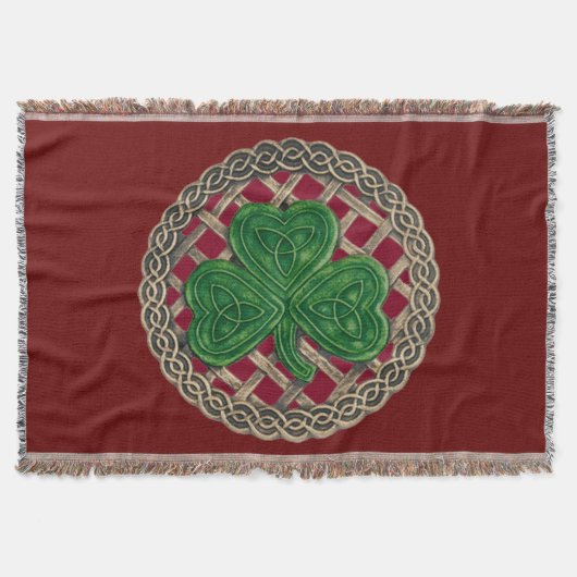 Red Shamrock on Celtic Knowand Throw Blanket Deken (Voorkant)